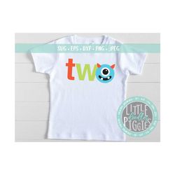 Two Monster SVG PNG Cut file, Two Svg, Monster Second Birthday Print file, Sublimation