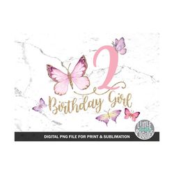 Butterfly Birthday 2 PNG, Butterfly Two Sublimation, Pink and Lavender Butterfly Print file