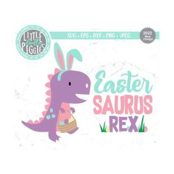 Easter Saurus Svg Eps Png Cut File, Girl Easter Dinosaur, Pink Dino Easter Printable