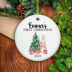 Babys First Christmas Ornament, Personalized First Christmas Girl Ornament, Custom Baby Girl Ornament 2023