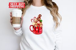 Hot Cocoa Shirt, Christmas Shirts for Women,  Christmas Sweater,  Christmas Crewneck, Hot Cocoa Thick Sprucey Christmas