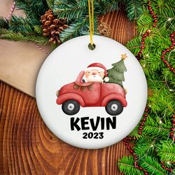 Cute Boys Ornament, Personalized Red Car Christmas Ornament, Custom Boys Ornament Gift