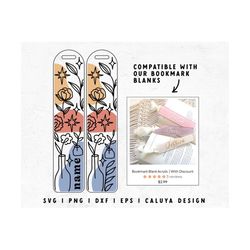 Bookmark Template SVG | Bookmark SVG | Boho Flower SVG | Line Art Flower svg | Floral Line Art svg | Book Lover svg Cric