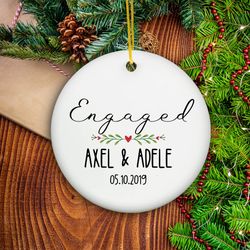 Engaged Date Ornament, Christmas Engaged Ornament 2023, Personalized Engagement Keepsake