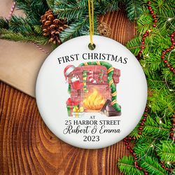 First Christmas At Address Ornament 2023, Christmas Gift For New Home, Personalized New Home Ornament