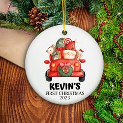 Funny Christmas Ornament Gift For Baby, Babys First Christmas Ornament, Personalized First Christmas Truck Ornament
