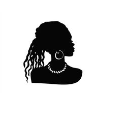 Black Woman With Jewelry Vector Files, Woman With Long Hair Scrapbooking, Woman With Jewelry Dxf File Commercial Use Svg