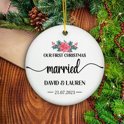 Married Couple Ornament Gift, Personalized Mr and Mrs Tree Christmas Ornament