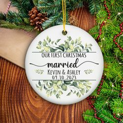 Married Ornament, Personalized Engagement Christmas Keepsake, Tree First Christmas Married
