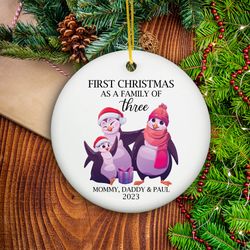 First Christmas As A Family Of Three Ornament, Family of Three Christmas Ornament, Personalized Family Keepsake