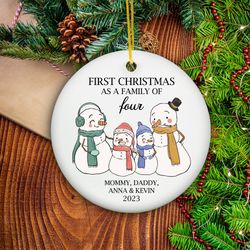 Personalized Family Keepsake, Family of Four Christmas Ornament, First Christmas As A Family Ornament