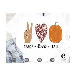 Peace, Love, Fall SVG Cuttable File For Cricut, Cameo Silhouette | Fall, Autumn, Thanksgiving Design | Pumpkin T-shirt M