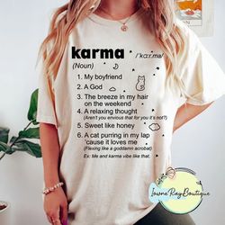 taylor swift karma definition shirt, me and karma vibe like that, midnight album shirt, the eras tour outfit, taylor sw