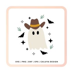 Western Halloween Ghost SVG | Cowboy Ghost SVG | Howdy Halloween SVG | Cute Cowgirl Ghost svg, Sublimation png, Ghost wi