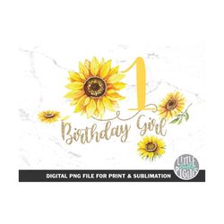 1st Birthday Sunflower Png, Sunflower Birthday One Png, Fall Birthday 1 Sublimation,  Sunflower Print file
