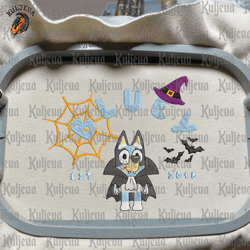 Blue Dog EST 2018 Halloween Embroidery Design, Happy Haloween Embroidery File, Blue Dog Cartoon Embroidery Design, Halloween Trending Design, 3 Sizes