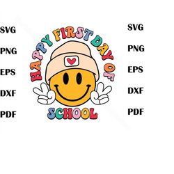 Happy First Day Of School Smiley Face SVG Cutting Digital File, Smiley Face SVG, happy study svg, teacher life svg