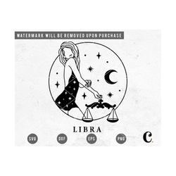 Libra Zodiac Sign SVG Cutting File for Cricut, Cameo Silhouette | Astrology, Horoscope, Constellation, Mystical Goddess