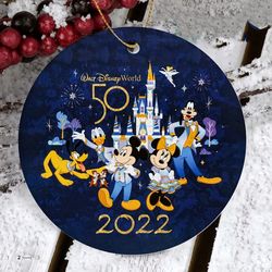 Personalized Walt Disney World 50 Ornament, Disney 50th Anniversary Ornament, Mickey and Friend Christmas Ornament