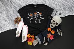 Halloween Shirt, Dancing Pumpkin Head Skeletons Shirt, Halloween Skeletons Dancing, Halloween Gift