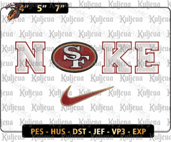 NIKE NFL San Francisco 49ers Logo Embroidery Design, NIKE NFL Logo Sport Embroidery Machine Design, Football Team Embroidery Design, Football Brand Embroidery, Pes, Dst, Jef, Files