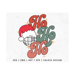 Ho Ho Ho SVG | Retro Christmas SVG | Mirror Ball SVG | Santa Hat svg | Christmas Libbey Can Wrap svg | Glass Can Cricut,