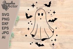 Ghost with Bats Svg, Halloween