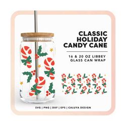 Christmas 16oz Libbey Can Wrap SVG | Candy Cane SVG | Holiday Beer Glass Can Wrap svg | DIY Cup Sublimation Design, Mist