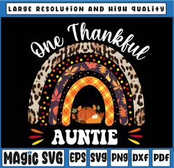 One Thankful Auntie Boho Rainbow Pumpkin Thanksgiving PNG sublimation designs downloads, Fall Rainbow Thanksgiving Autum
