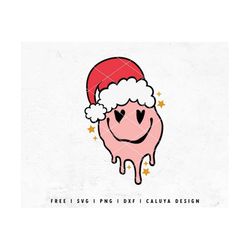 Groovy Christmas SVG | Melting Smiley Face SVG | Santa Hat SVG | Retro Christmas svg | Cute Christmas svg | Santa Cricut