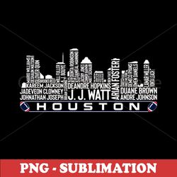 Houston Football Legends - City Skyline Sublimation PNG - Bring the All-Time Greats to Life on Your Sublimation Projects