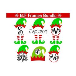 elf svg bundle, christmas svg, elf hat svg, elf frames, digital download, cut file, sublimation, clipart (7 svg/dxf/png/