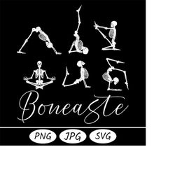 Boneaste Yoga Set SVG, Namaste Yoga Skeletons SVG, Skeleton, Yoga Namaste, Halloween Namaste Svg, Fall Cutout Files, Fun