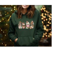 Christmas Drinks Hoodie, Cute Christmas Hoodie, Womens Christmas Sweatshirt, Trendy Winter Hoodie, Christmas Season Hood