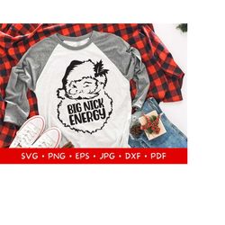 Big Nick Energy SVG, Funny Christmas svg, Naughty Santa svg, Winking Santa clipart, Naughty Christmas sublimation png cr