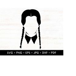 Wednesday svg, Addams Family svg, png, dxf, digital download, Cricut cut cutting clipart, Wednesday Silhouette svg