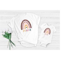 Mama Mini Matching Rainbow Set, Baby Shower Gift, Mama T shirt, Mini Onesie, Mini Toddler, Mini Youth, New Mom Gift Idea