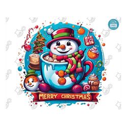 Jolly Frostiness Unleashed: Snowman PNG - Enter a World of Jolly Laughs,Frosty Friends, and Sublimation Magic for All Yo