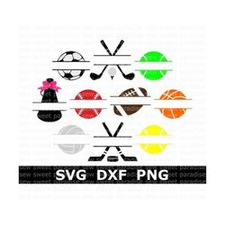 Sports SVG Bundle, Sports Balls SVG, Name Frames SVG, Digital Download, Cut Files, Sublimation, Clipart (12 svg/png/dxf