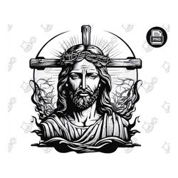 Blessed Jesus Cross PNG - Sublimation Designs, Graphics - Faithful Christian Art - Digital Print, Download, Religious PN
