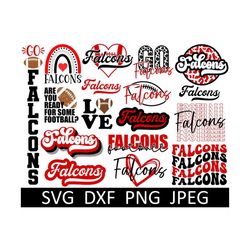 Falcons SVG Bundle, Falcons PNG Bundle, Digital Download, Cut File, Clipart, Sublimation PNG (17 individual svg/png/dxf/