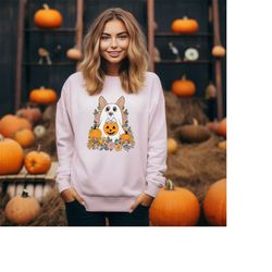 Cute Halloween Sweatshirt, Dog Lover Gift, Trick Or Treat Sweater, Halloween Ghost Shirt, Halloween Tee, Halloween Dog T