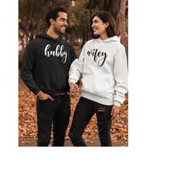 customized wifey hubby hoodie and sweatshirt, engagement gift, gift for bride, fiance, wedding gift , matching gift, wif