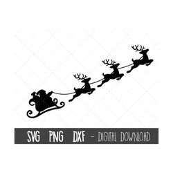 Santa's Sleigh SVG, Santa Claus svg, Santa reindeer clipart, Reindeer svg, santa's sleigh flying reindeers svg, cricut s