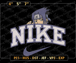 Inspired Anime Embroidered Sweatshirt, NIKE X Sasuke Naruto Embroidered Sweatshirt, Brand Anime Embroidered Hoodie, Inspired Anime Embroidered Crewneck, Anime Embroidered Gift