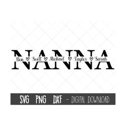 Nanna SVG, Grandmother svg, Nanna split name frame svg, grandma svg, nanna cut file, Mother's Day SVG, nanna cricut silh