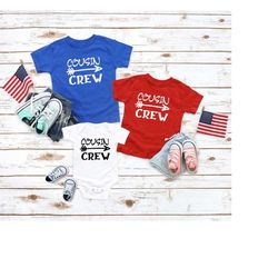 Cousin Crew Matching Family Cousin Shirts, American Shirt, 4 of the July, Grandparent  Shirts, Pregnancy Reveal Holiday
