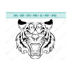 Tiger Face, Tiger SVG, head of a tiger clipart, File Cutting, DXF, EPS design, cutting files for Silhouette Studio and C