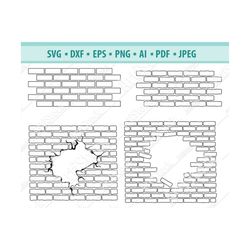 Cracked Wall SVG, Explosion Svg, Masonry Wall Fence Svg, Brick wall Svg, Clipart, Hole in the wall Png, Cut File For Sil