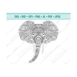 Elephant animal ethnic mandala boho tribal svg indian elephant abstract zentangle shirt silhouette digital download svg,